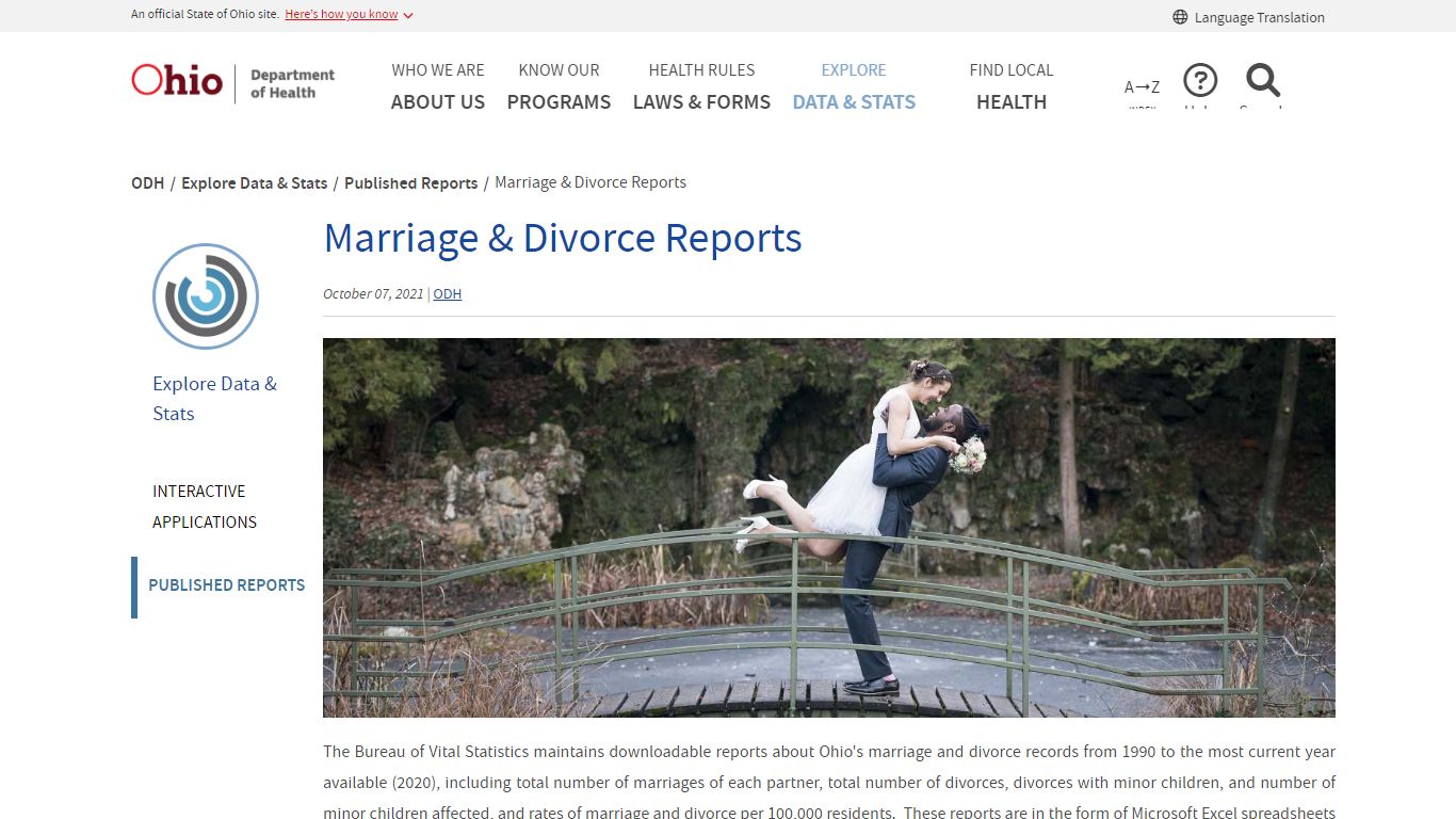 Marriage & Divorce Reports - Ohio